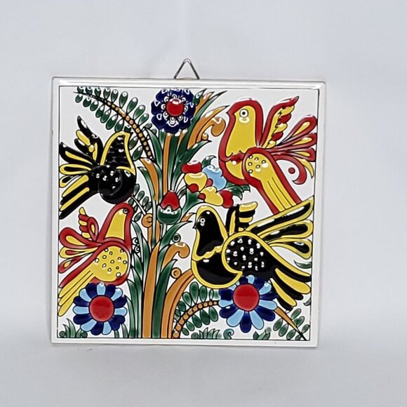 Acapulco Bird Of Paradise Hanging Tile Colorful Colorblock Greece Knossos LTD - Picture 2 of 3